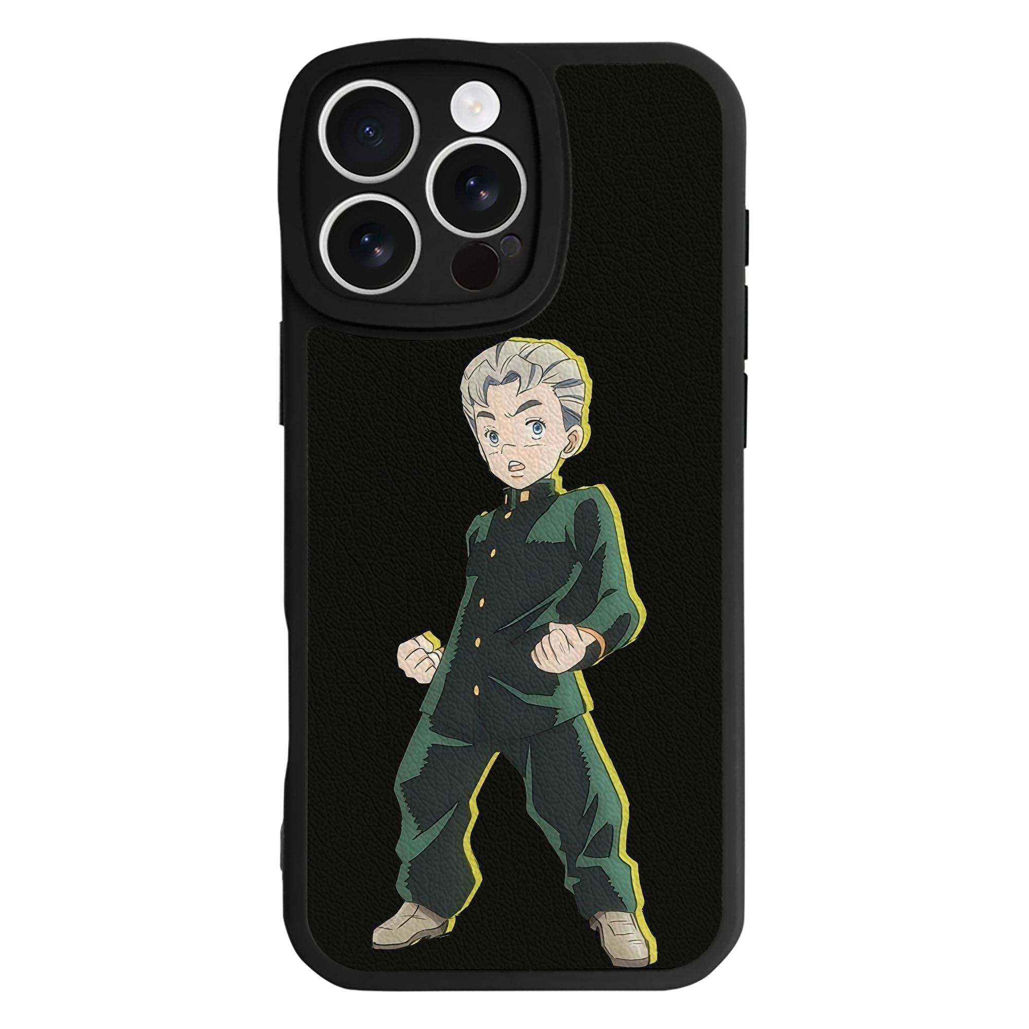 （画像用） ジョジョの奇妙な冒険 広瀨康一 JoJo's Bizarre Adventure Hirose Koichi 【iPhone 16シリーズ対応】シリコンスマホケース（レザー調） 材質：シリコン